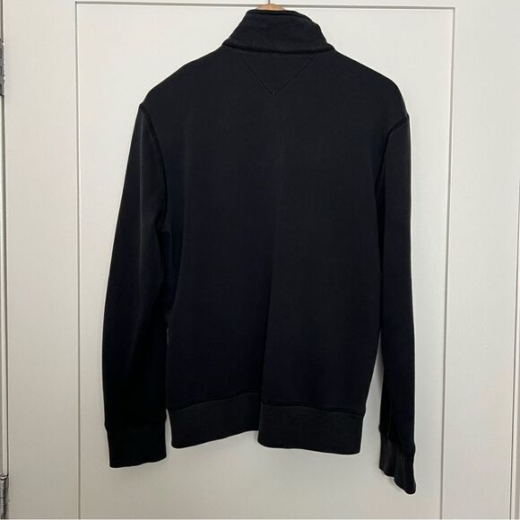 Tommy Hilfiger Sweater Pullover Mens Medium Black 1/4 Zip Snap Button Mock Neck - Picture 10 of 15